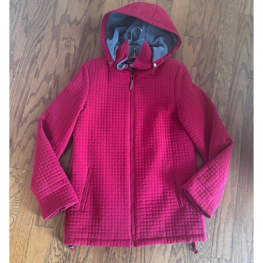 💙Bromley Sport Quilted Barn Coat‎ Red Jacket Women's Sz S Insulation Hood